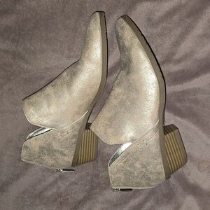 Charming Charlie Metallic Gold Slip-on Zip Back Bootie Size
